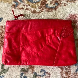 Faux Leather Vintage Red Clutch